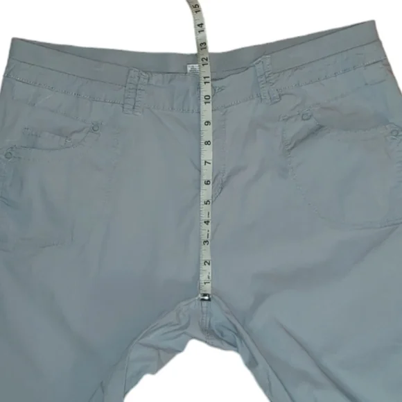 Avenue High Waist Elastic Waistband Drawstring Cinch Legs Gray Cropped Capris 16 - Picture 13 of 16